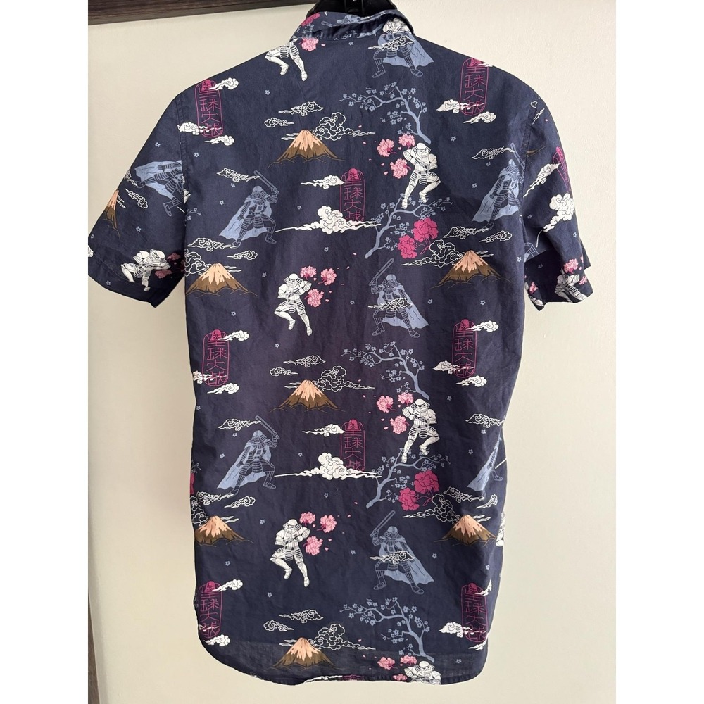 Star Wars Shirt Mens Medium Blue Darth Vader Stormtrooper Short Sleeve Button Up - Picture 4 of 9